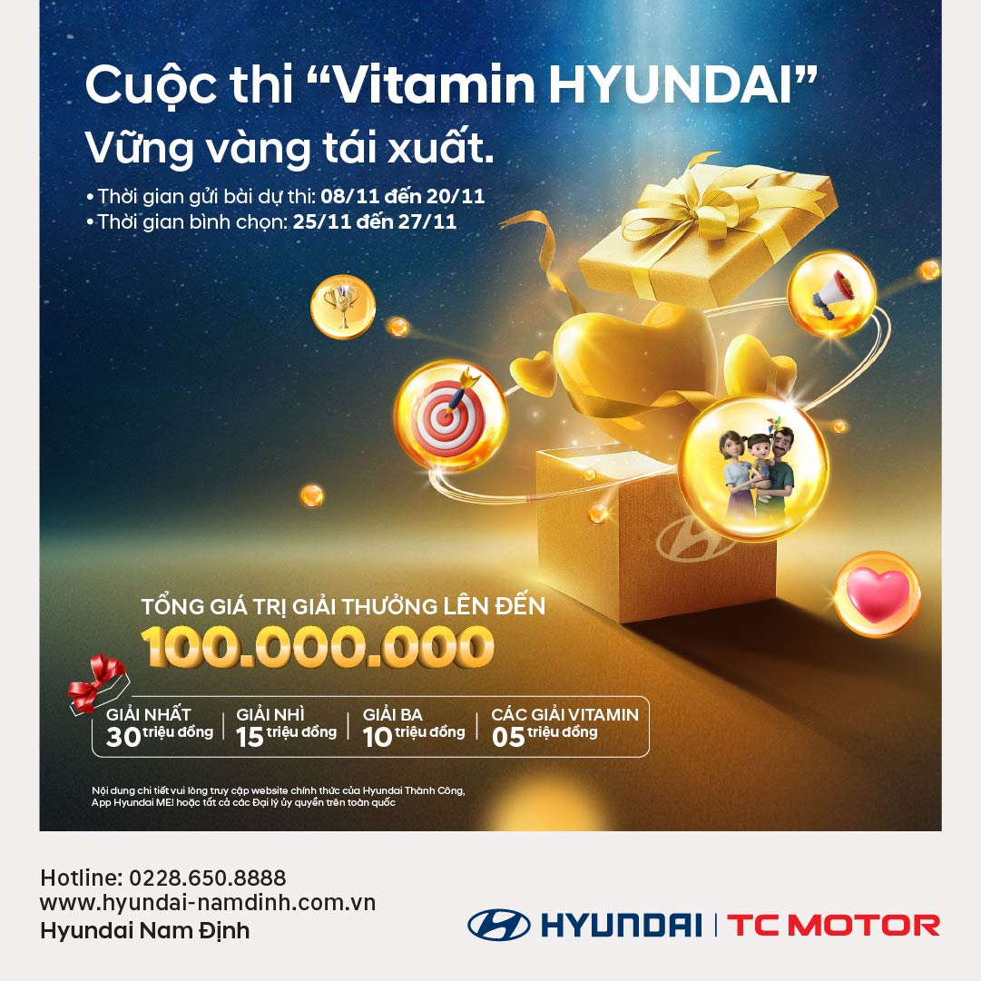 Nhiều giải thưởng giá trị của cuộc thi "Vitamin Hyundai" - vững vàng tái xuất đang đón chờ khách hàng